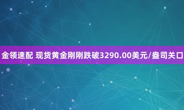 金领速配 现货黄金刚刚跌破3290.00美元/盎司关口